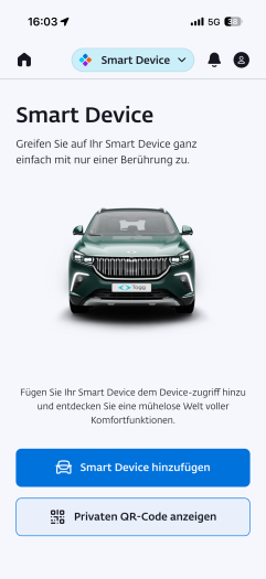 Mit der Smartphone-App verbindet man kein Auto, sondern ein Smart Device. (Screenshot: Dirk Kunde)